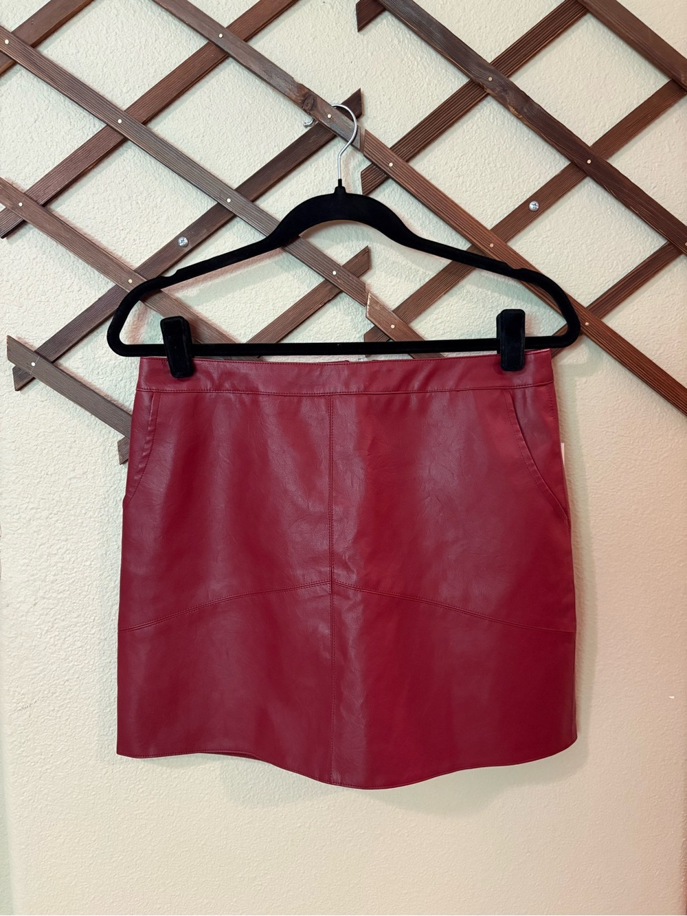 Red Faux Leather Mini Skirt - Sleek Women's Skirt